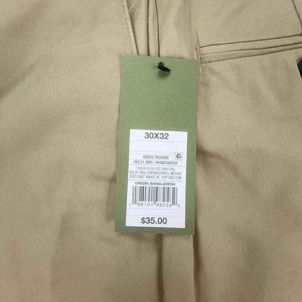 Goodfellow‎ & Co Slim Trousers Mens 30x32 Beige Dress Pants Stretch Comfort NWT - Picture 6 of 13